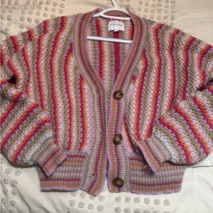 Pink Rose Multicolor Striped Cardigan